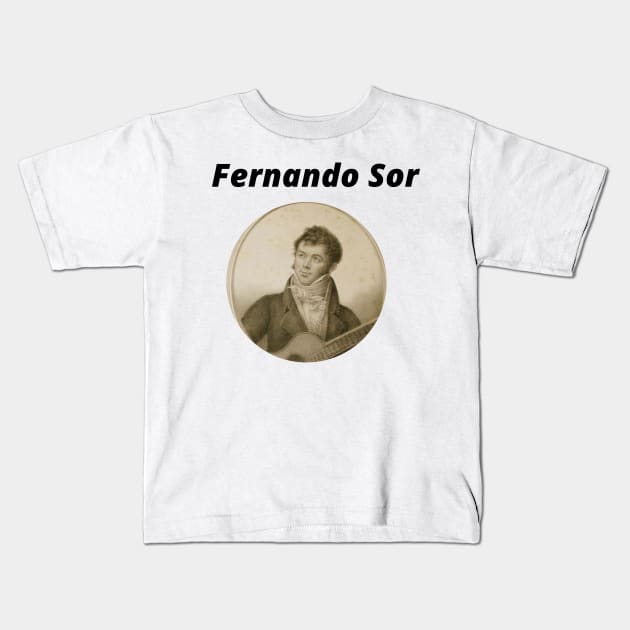 Fernando Sor Kids T-Shirt by Rosettemusicandguitar